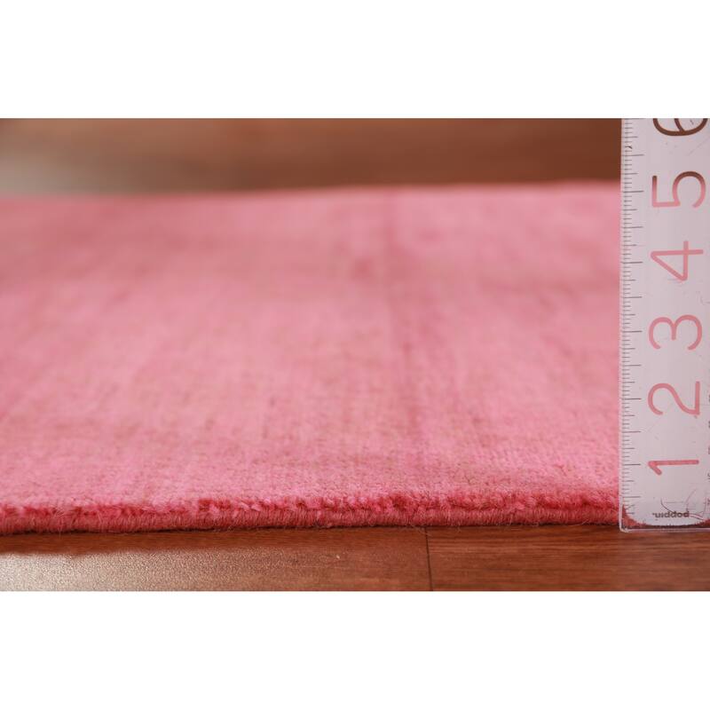 Modern Pink Gabbeh Oriental Rug Hand-Knotted Wool Carpet - 3'4" x 4'10"