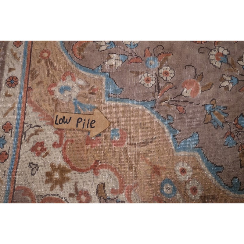 Brown Tabriz Vintage Persian Area Rug Hand-Knotted Wool Carpet - 8'1" x 10'10"
