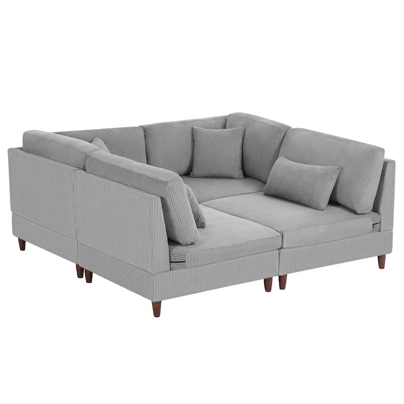 4-Piece Oversized Reversible Upholstered Sectional Modular Sofa