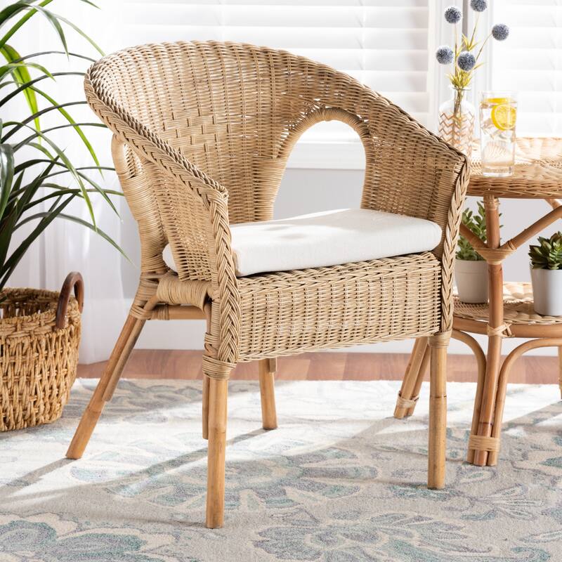 Abbey Modern Bohemian Natural Brown Antique Rattan Dining Chair