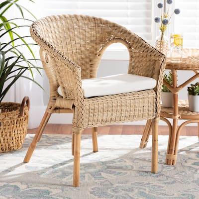 Abbey Modern Bohemian Natural Brown Antique Rattan Dining Chair