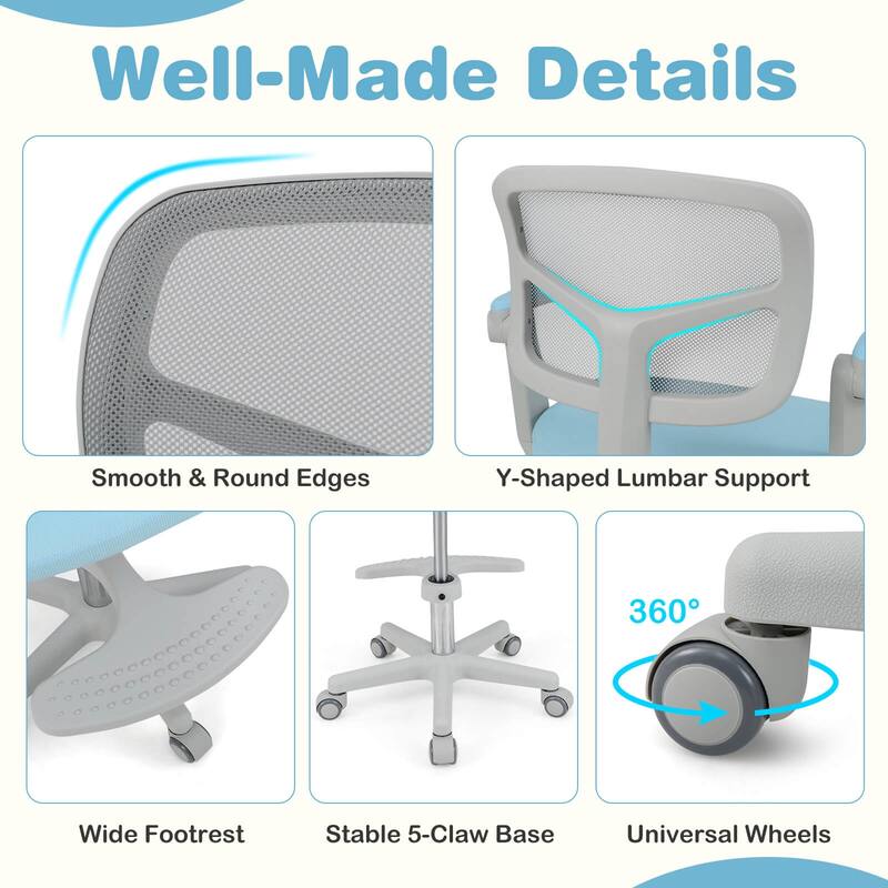 Costway Kids Desk Chair Children Study Chair with Adjustable Height, - See Details