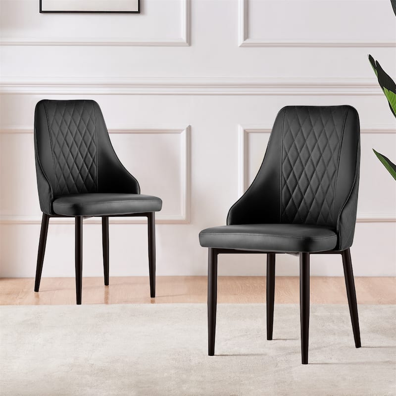 Faux Leather Upholstered Dining Chairs Set of 2 - 35.63"H x 17.72"W x 17.32"D