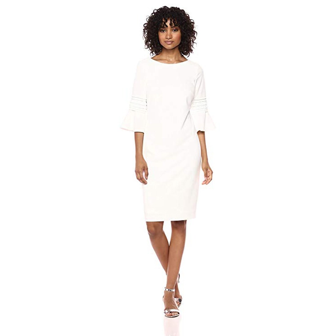 calvin klein white dress bell sleeves