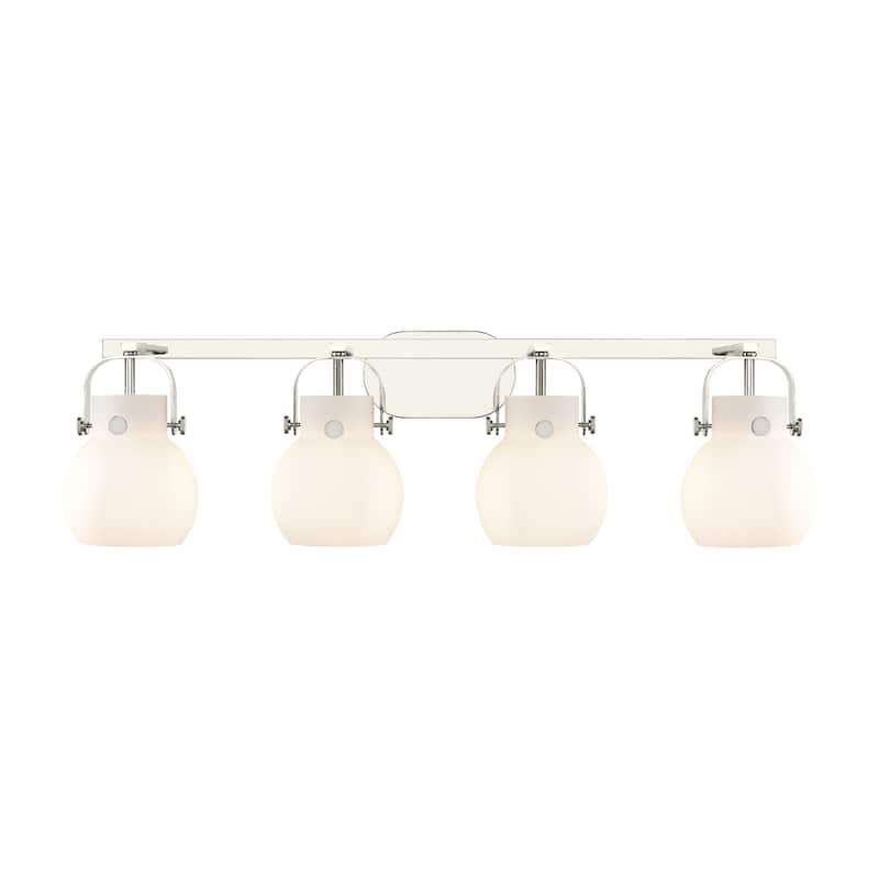 Innovations Lighting Pilaster II Sphere - 4 Light 6" Wall-Mounted Bath Vanity Light.