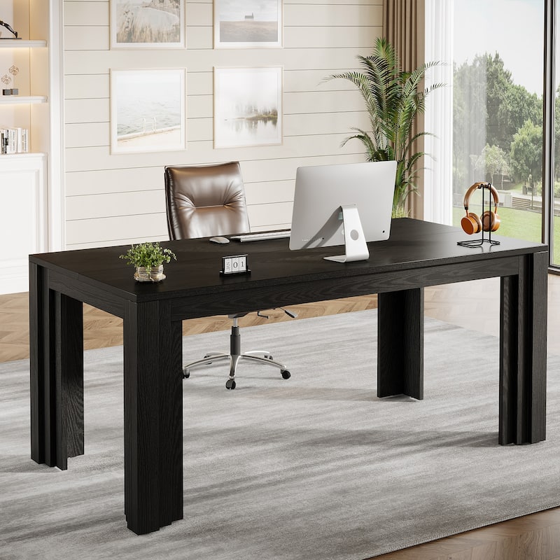 63-Inch Executive Desk, Large Home Office Computer Desk, Writing Table Business Workstation for Home Office, Conference Room