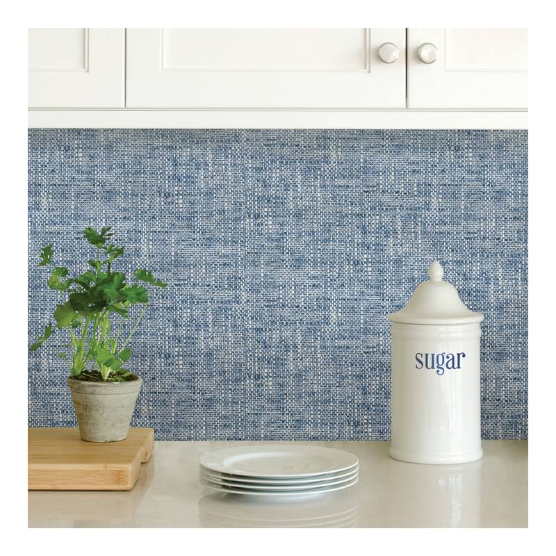 NuWallpaper Navy Poplin Texture Peel & Stick Wallpaper - 216in x 20.5in x 0.025in