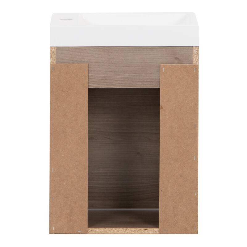 Spring Mill Cabinets Kambree 15.75" Floating 1-Door Bathroom Vanity With White Sink Top