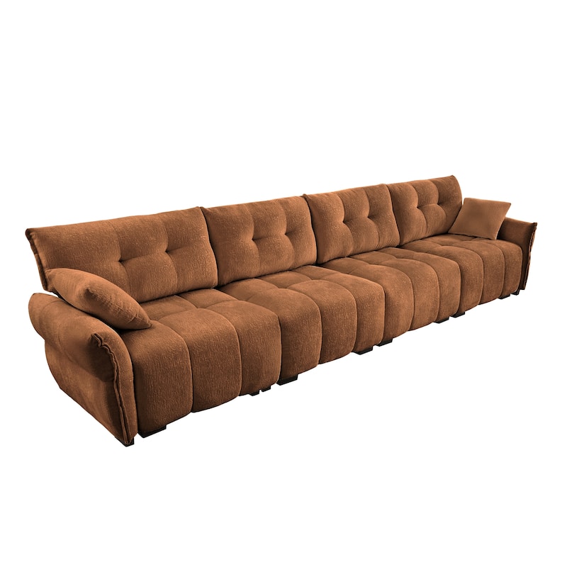 Modern 4-Seater Tufted Sofa Couch with Pillows