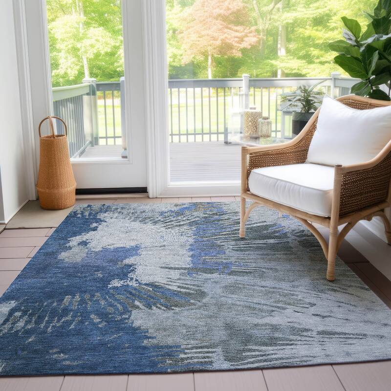 Machine Washable Indoor/ Outdoor Chantille Modern Burst Rug