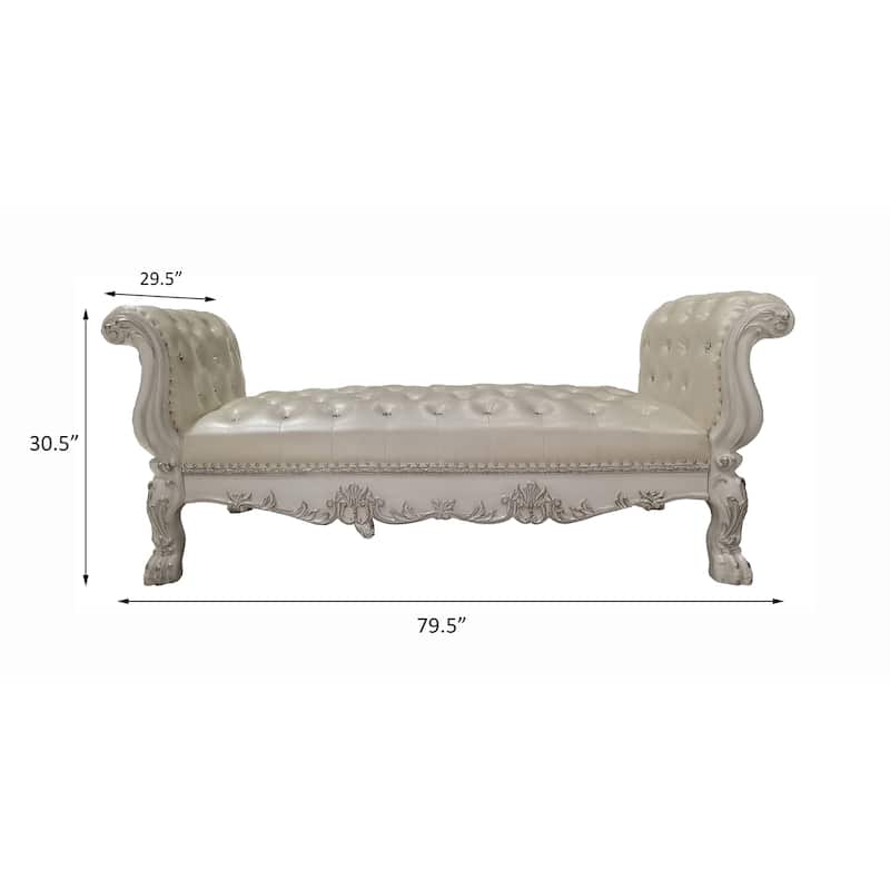 Adison Cream and Bone White Bench with Nailhead Trim