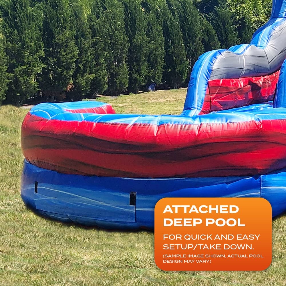 JumpOrange 15 FT Ocean Battle Commercial Grade Inflatable Water Slide with Pool (with Blower)