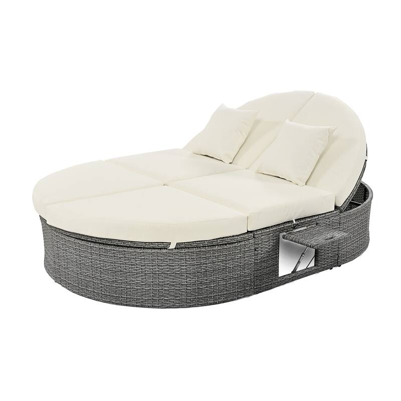 Outdoor Sun Bed Patio 2-Person Daybed with Cushions and Pillows