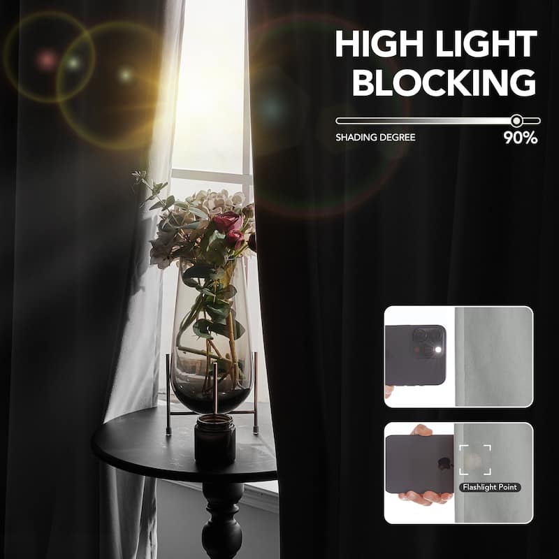 Deconovo Velvet Room Darkening Curtain Panel, Thermal Insulated
