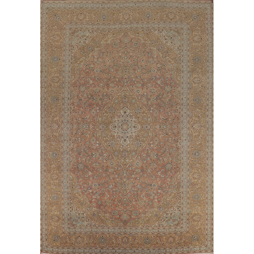 Traditional Floral Kashan Persian Vintage Rug Handmade Wool Carpet - 9'7"x 13'4"