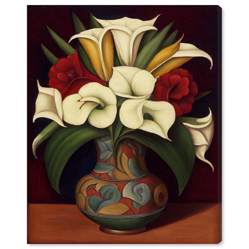 Wynwood Studio Canvas Floral and Botanical Mexican Flower Vase White and Traditional Wall Art Canvas Print