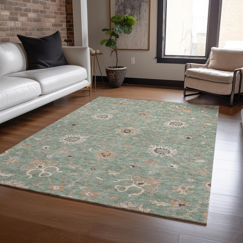Machine Washable Indoor/ Outdoor Traditional Persian Chantille Rug - Cactus - 8' x 10'