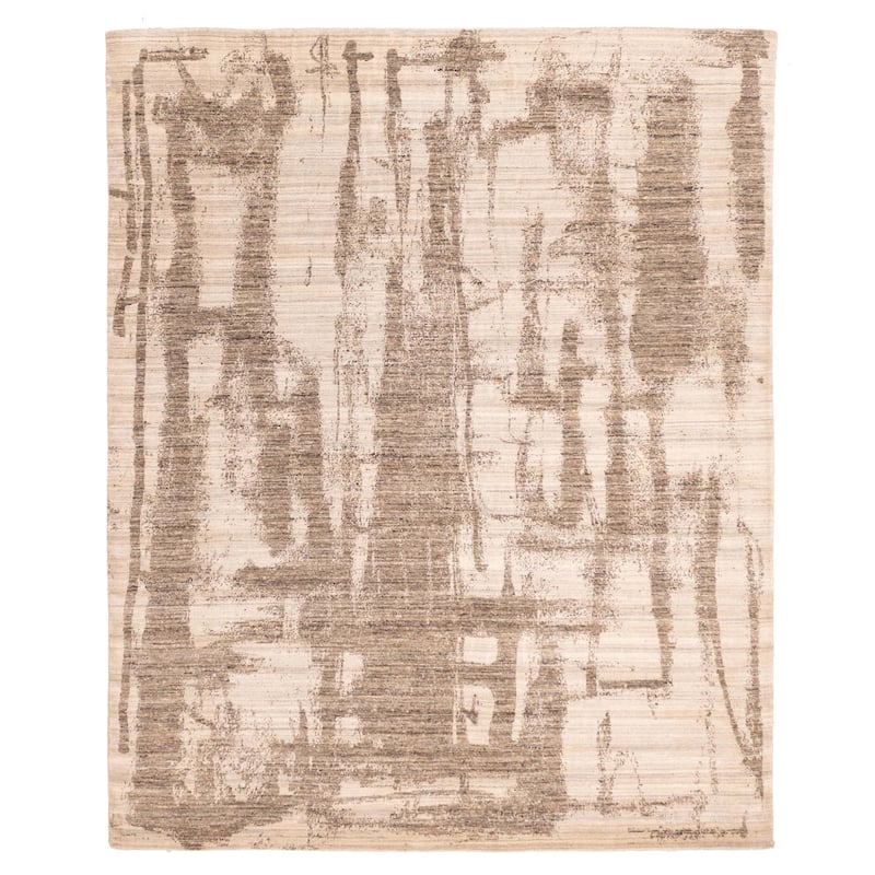 ECARPETGALLERY Hand Loomed Elysian Ivory, Taupe Wool Rug - 8'0 x 9'11