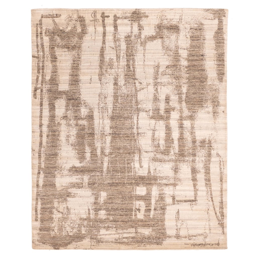 ECARPETGALLERY Hand Loomed Elysian Ivory, Taupe Wool Rug - 8'0 x 9'11