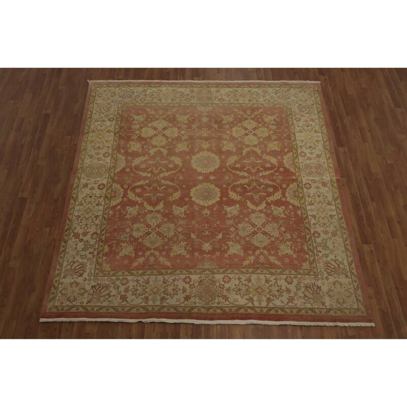 Hand Knotted Oriental 100% Wool Carpet Traditional Floral Oranges & Rust Ziegler Area Rug - 8' 2'' X 7' 9''