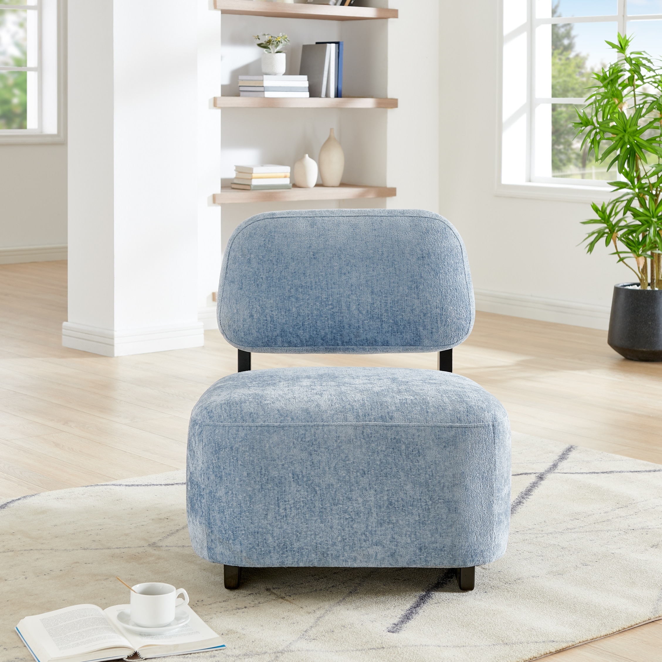 Reception Chair Side Chair Accent Chair with Wood Frame, Reading Chair Corner Chair Armless Lobby Chair