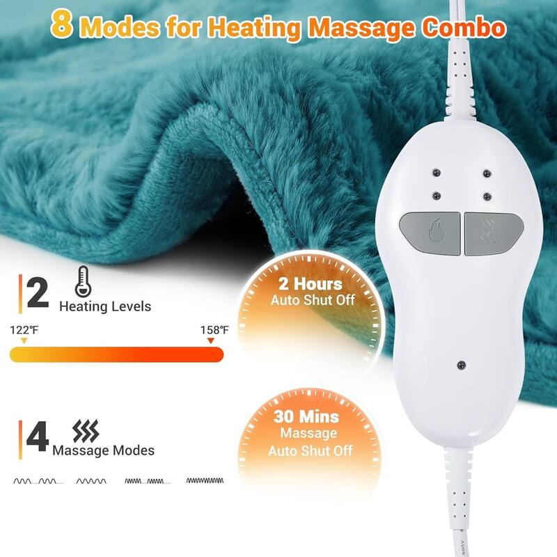 35"x24" Electric 4 Massaging Heating Pad for Back Neck Shoulders Pain Relief, Best Winter Gifts