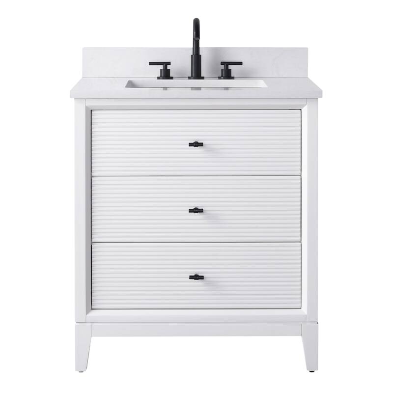 Vanity Art 30" Freestanding Bathroom Vanity with Engineered Marble Top and Sink