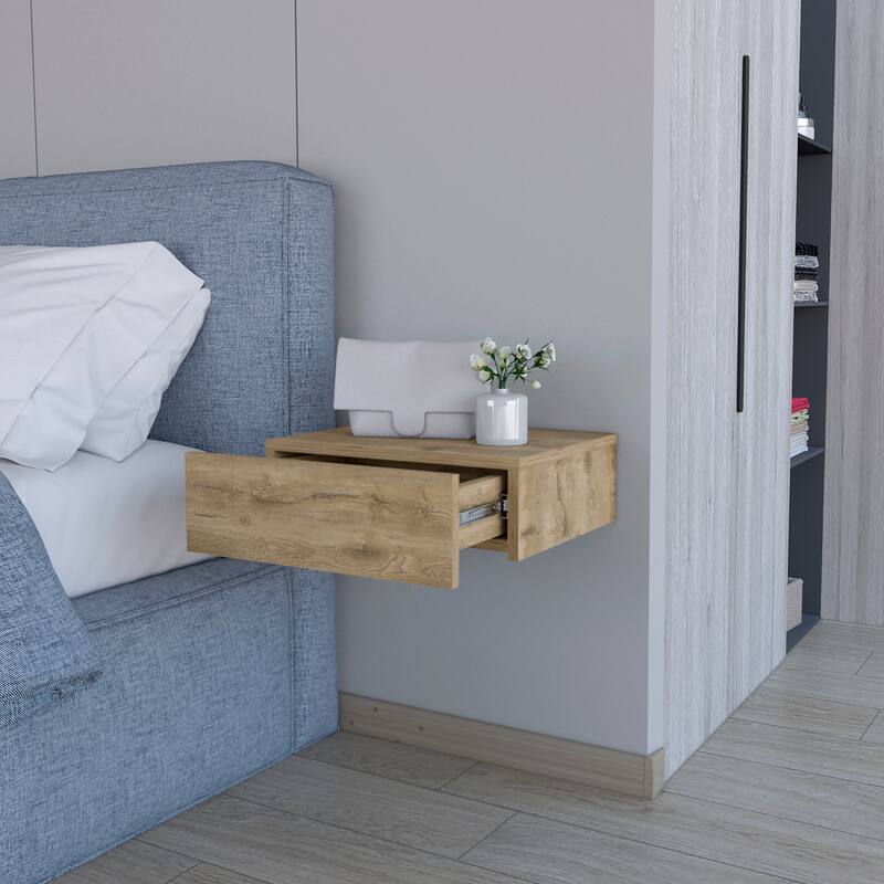 Wall-Mounted Floating Nightstand with Spacious Drawer