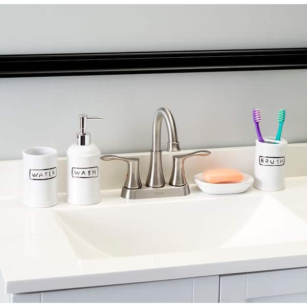 Home Basics White Resort 4 Piece Ceramic Bath Accessory Set ...