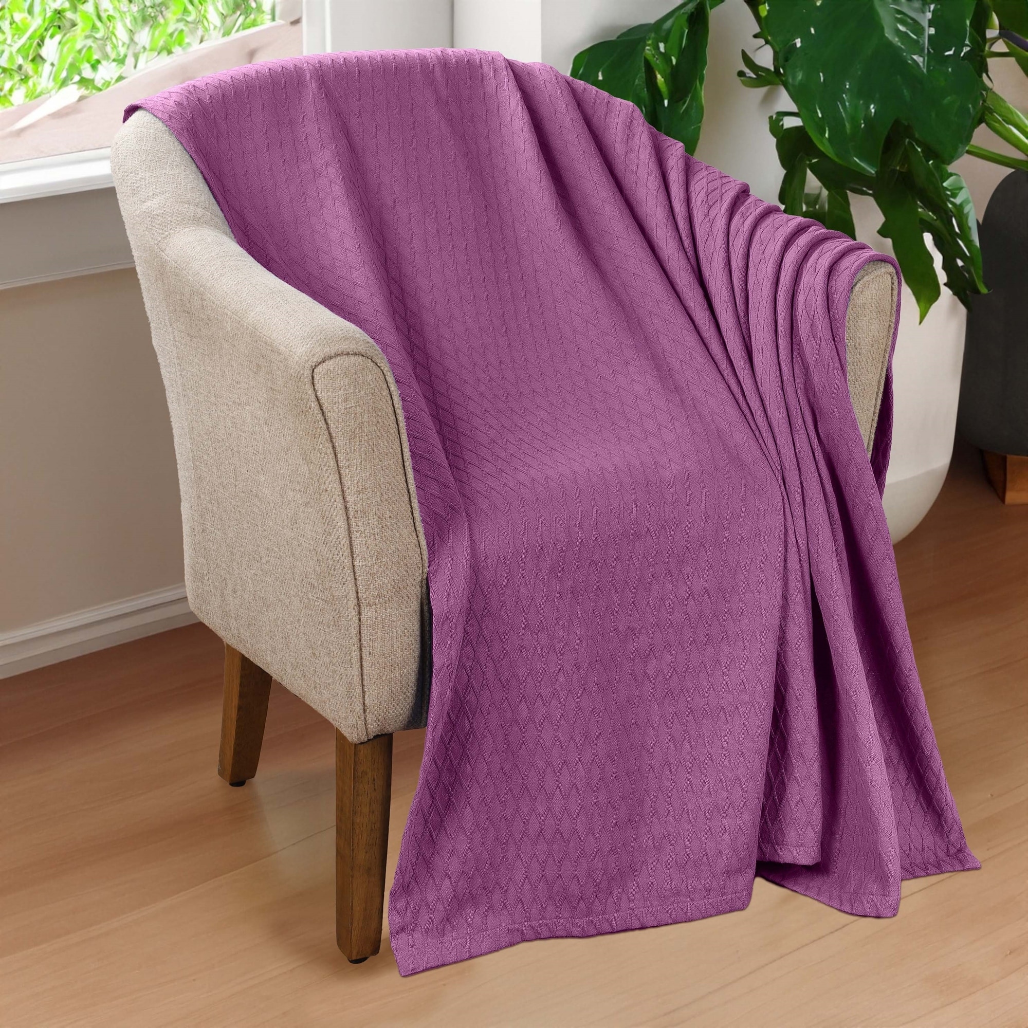 Superior Diamond Weave All-Season Bedding Cotton Blanket - Picture 56 of 66