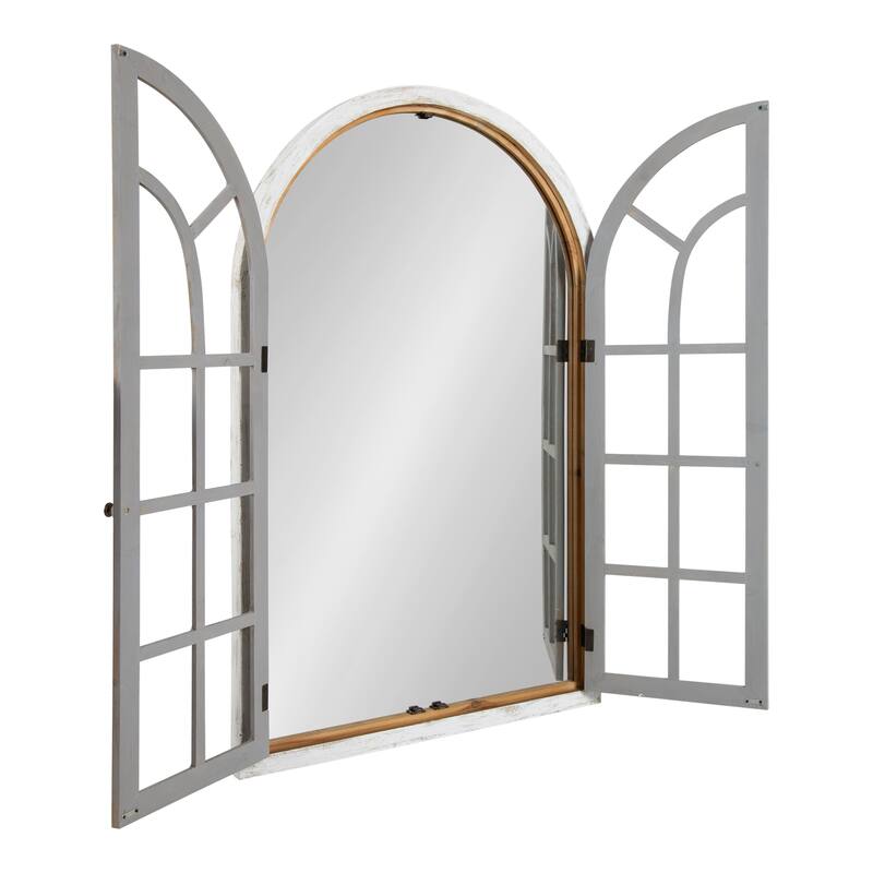 Kate and Laurel Boldmere Wood Windowpane Arch Mirror