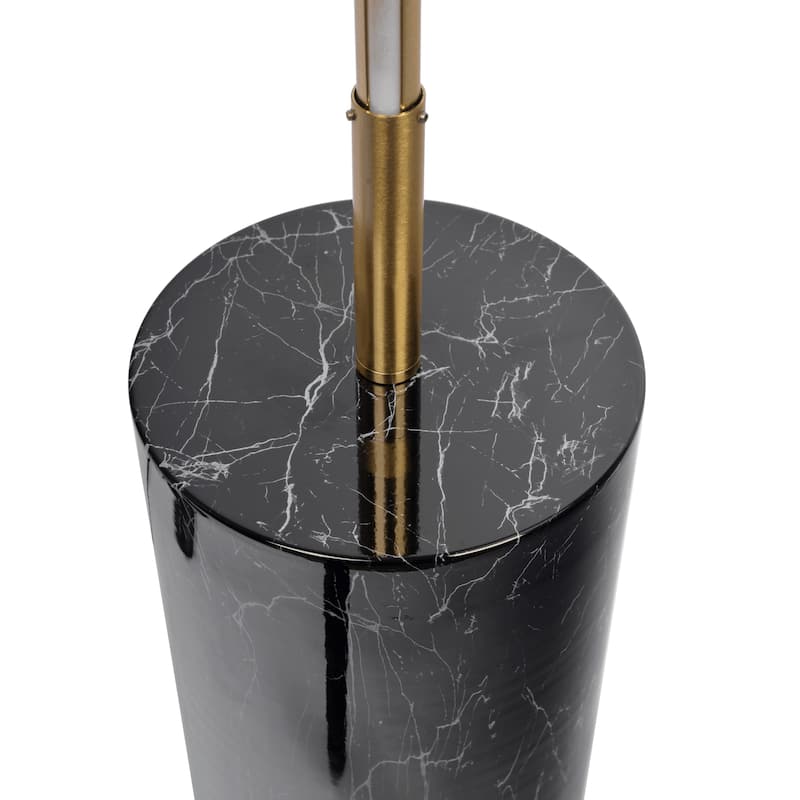 Prism Brassed Gold LED Floor Lamp with On/Off Switch Faux Marble Base
