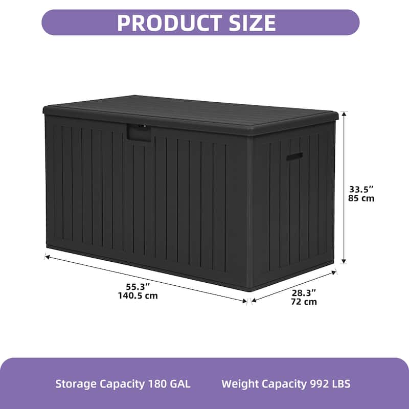180-230 Gallon Outdoor Storage Waterproof Deck Box