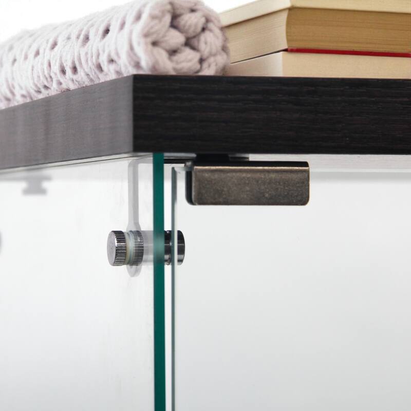 Glass Display Cabinet with 4 Shelves and Door, Floor Standing Curio Bookshelf for Office or Bedroom