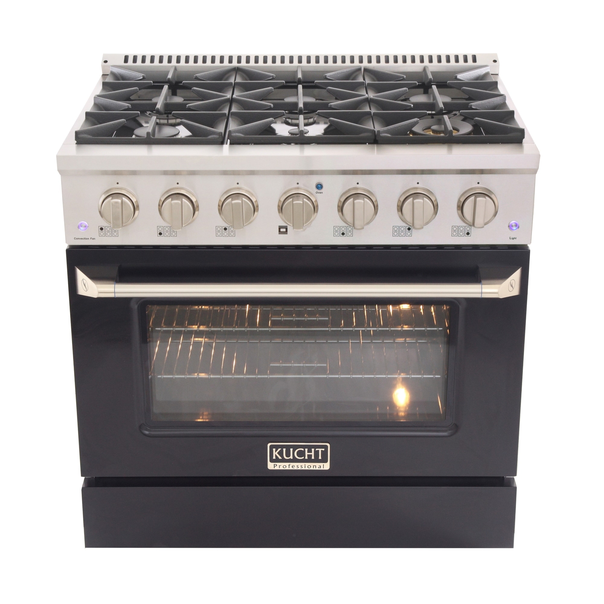 KUCHT 36 in. 5.2 cu. ft. Dual Fuel Range for Propane Gas with Sealed Burners and Convection Oven in Stainless Steel