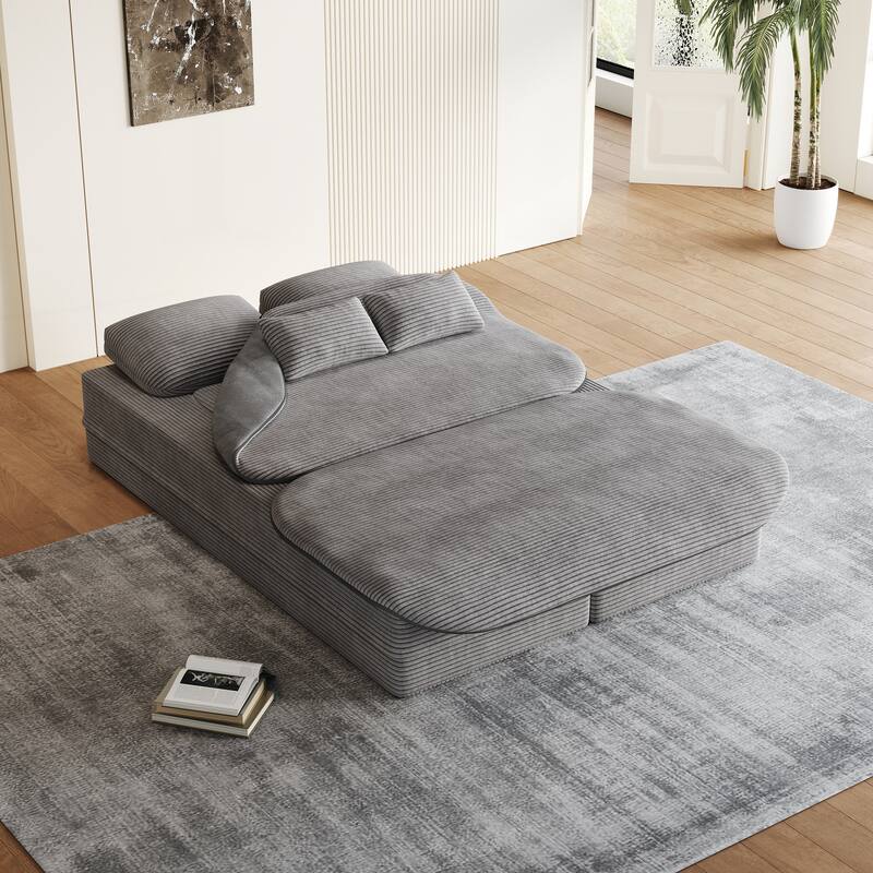 Convertible Sleeper Foam Sofa Bed with Multi Functional Blanket