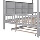 preview thumbnail 9 of 45, Wooden Full Size House Bed with Trundle,Kids Bed with Shelf, Gray