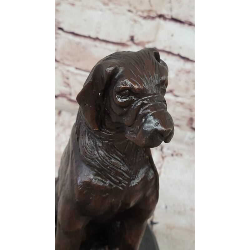 Bronze Dog Sculpture – Noble Canine Guardian Statue On Marble Base