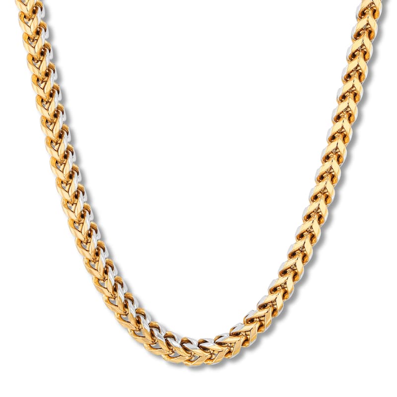 Steel Nation Stainless Steel Yellow Finish Franco Bracelet and Chain Set