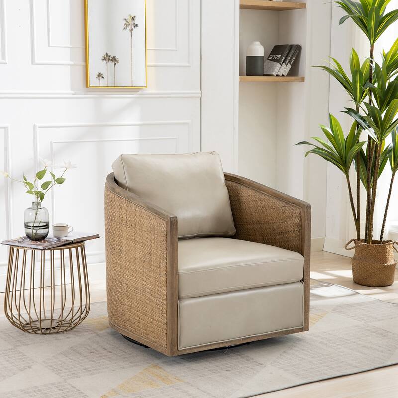 Swivel Barrel Chair, Comfy Round Accent Sofa Chair, 360 Degree Club Chair Arm Chair