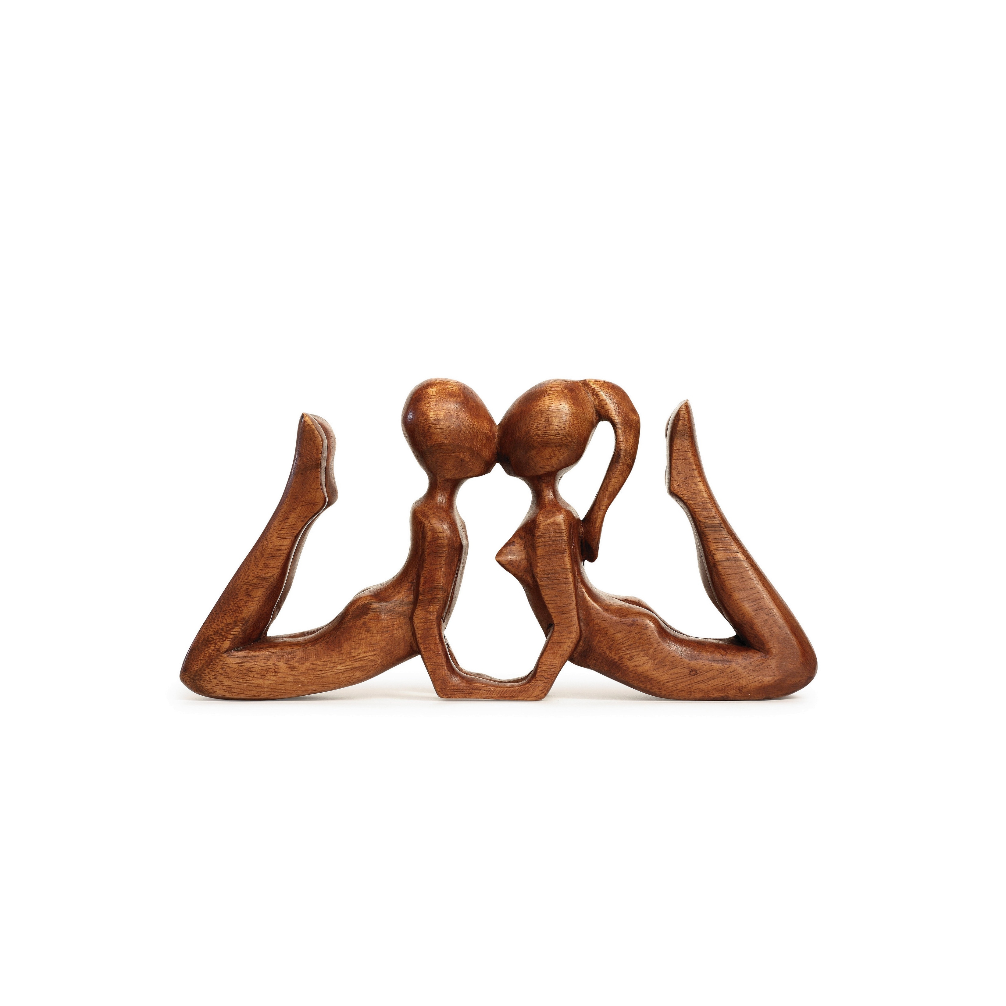 Kissing couple abstract wood sculpture