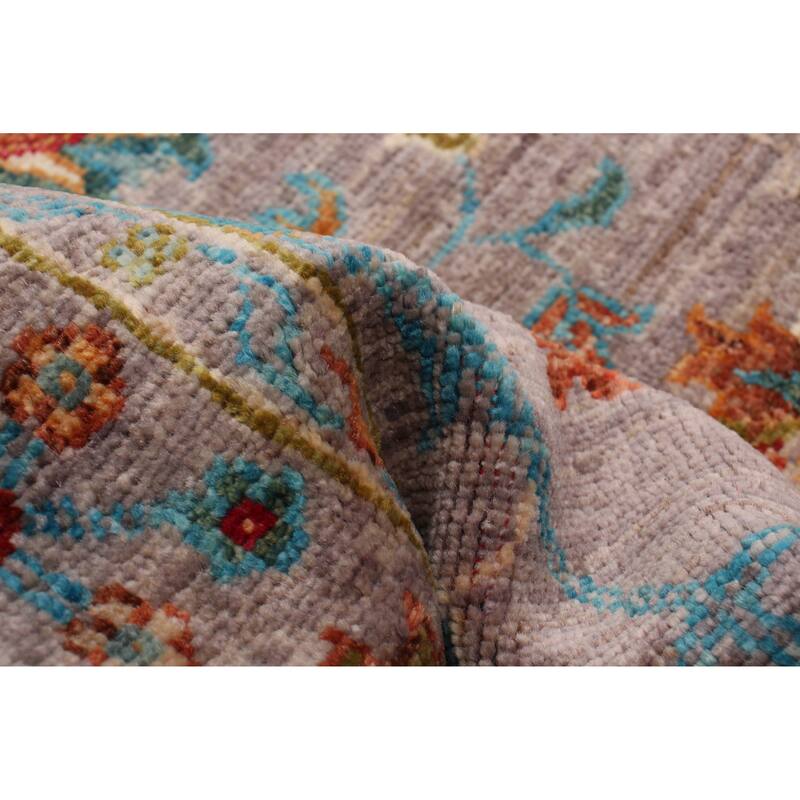 ECARPETGALLERY Hand-knotted Modern Ersari Grey Wool Rug - 2'7 x 9'6
