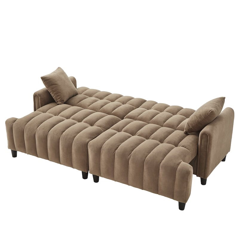 Futon Loveseat Couch Convertible into Sleeper Sofa Bed with Hidden Storage and Adjustable Backrest, Modern Loveseat Sleeper