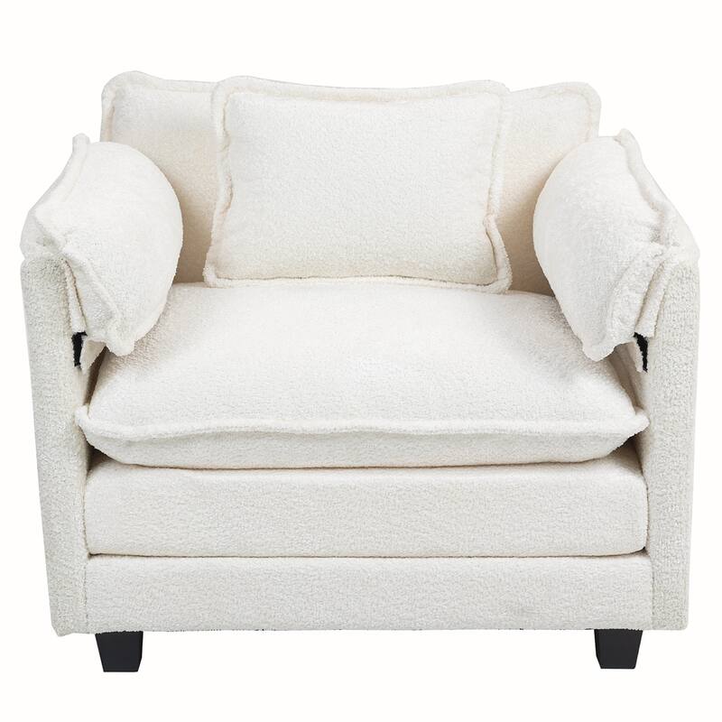 Boucle Oversized Sofa Chair With Ottoman