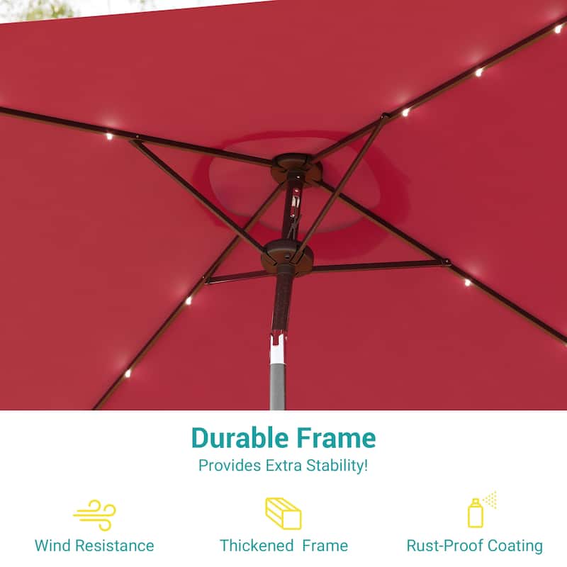 BONOSUKI 6.5x6.5Ft LED Patio Market Umbrella Weather-Resistant Frame