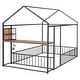 preview thumbnail 17 of 16, Full Size Metal Bed House Bed Frame with Desk, Shelves, Power Outlets and USB Ports, White
