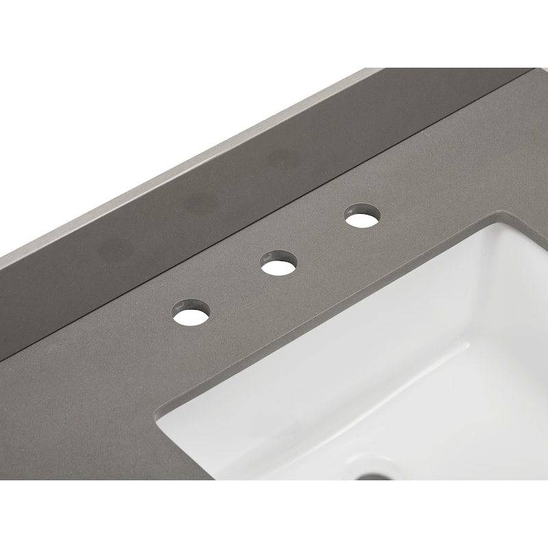 Altair Madrid Bathroom Vanity Countertop in Concrete Grey with White Sink without Vanity