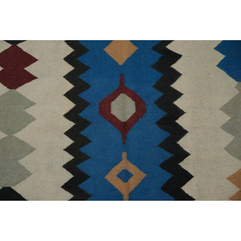 Hand Woven Oriental 100% Wool Carpet Southwestern Tribal Beige & Ivories Kilim Area Rug - 15' 2'' X 7' 11''
