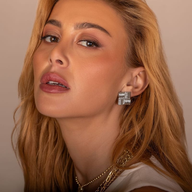SHYMI Textured Square Statement Earrings