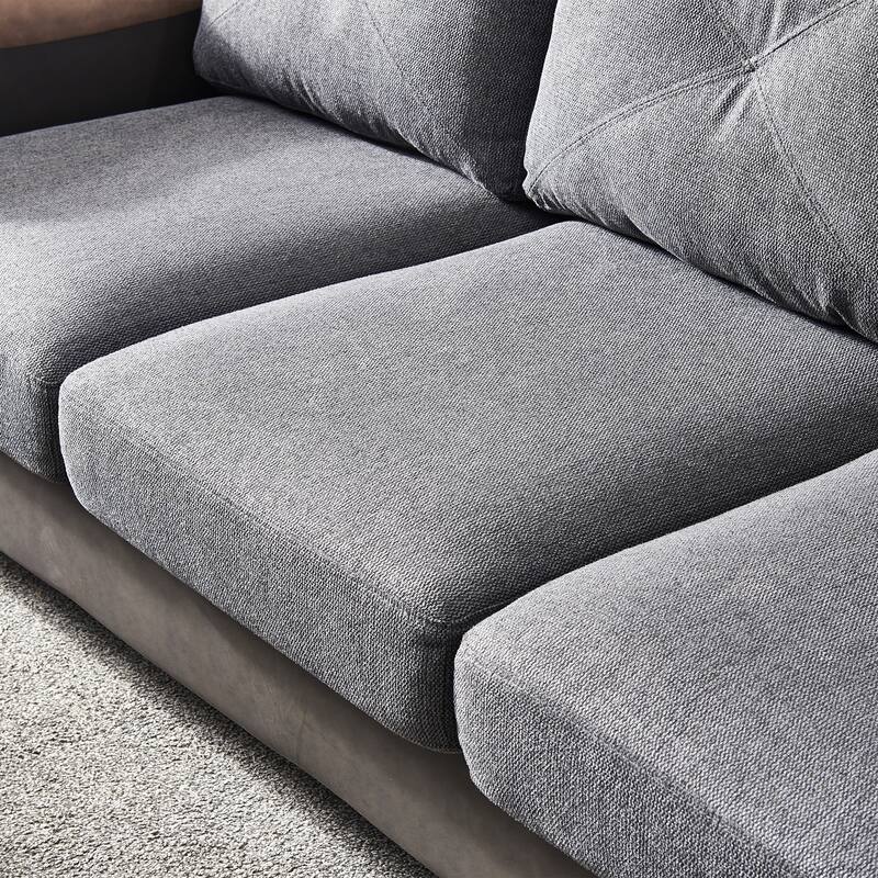 Living Room General Use Linen Fabric Faux Leather with Wood Leg Love Seat (Beige)
